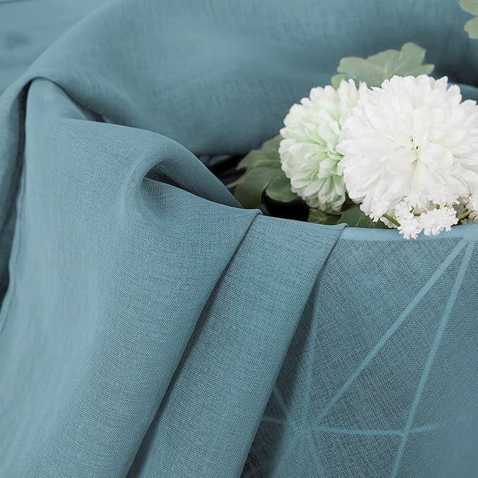 Tollpiz Sheer Tier Curtain Linen Textured Half Kitchen Curtains Sheer Light - Image 4