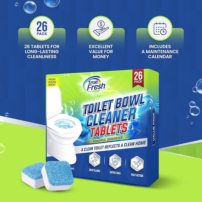 True Fresh Toilet Bowl Cleaner Tablets 26 Pack – Deodorizer & Septic Safe – - Image 6