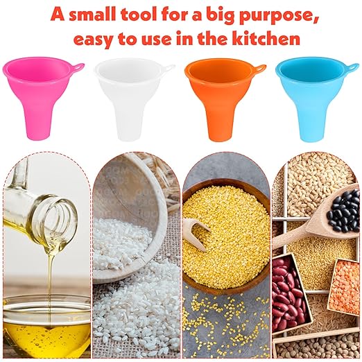 4 Pcs Funnels for Kitchen Use Filling Bottles Silicone Funnel Wide Mouth Funnel - Image 6