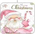 Christmas Santa Claus Pink Dish Drying Mat by Wamika