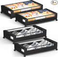 Under Bed Storage with Wheels, Square Under Bed Storage Containers, 4 Pack by YEEBONIX-UnderBedStorage