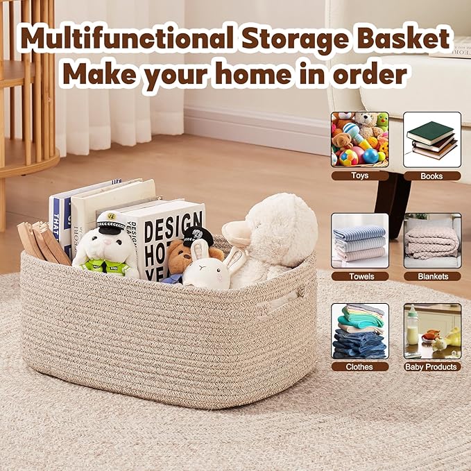 OIAHOMY Storage Basket for Shelves, Closet Cube Storage Bins Baskets for - Image 4