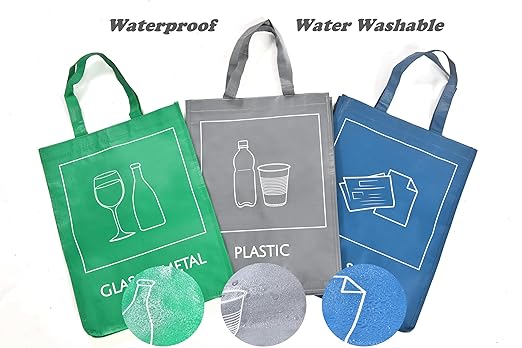 YOUNG DA Reusable Recycle Bags, 3-Piece Separate Recycling Bin Set - Image 4
