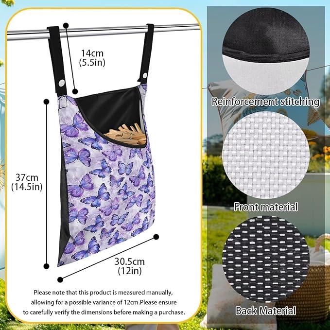 2 Pcs Butterfly Purple Clothespin Bag - Image 7