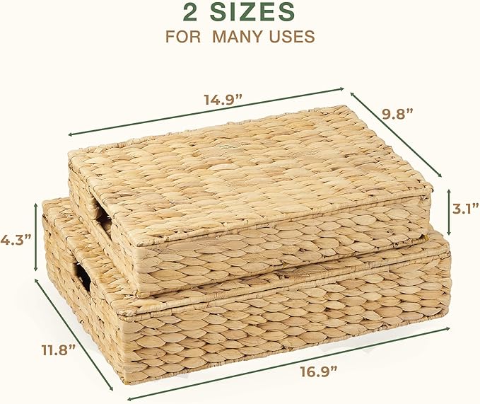 Set of 2 Wicker Baskets with Lid - Image 6