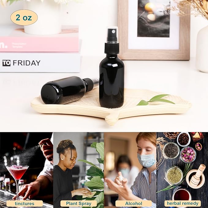 Black Glass Small Spray Bottle 2 oz 48 Packs, Fine Mist Sprayer Small Clear - Image 6