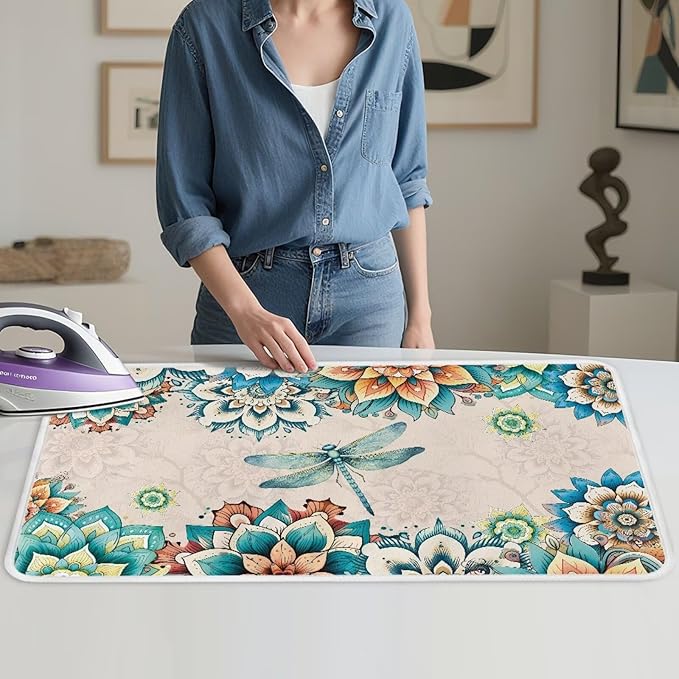 Bohemian Folding Ironing Mat Heat and Steam Resistant Dragonfly Ironing Pad 32 - Image 4