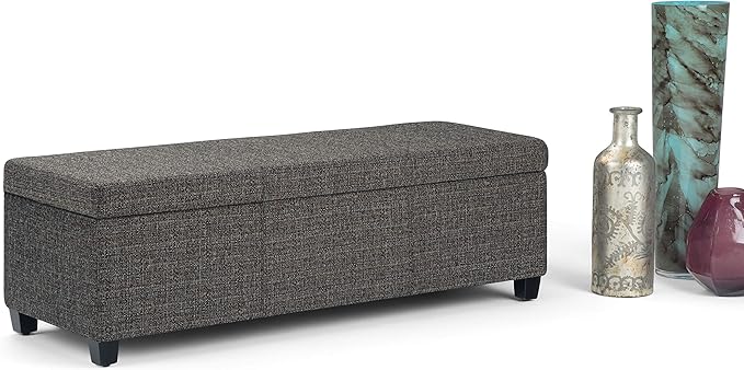 SIMPLIHOME Avalon 48 inch Wide Contemporary Rectangle Storage Ottoman Bench in - Image 4