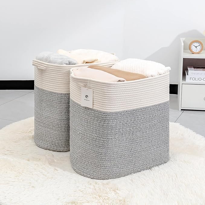Storage Baskets for Clothes Fabric Cotton Rope Storage Basket - Image 3