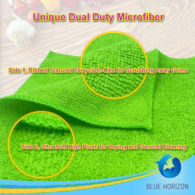 Blue Horizon Microfiber Cleaning Towels, Ultra Soft Plush Washcloth, Household - Image 4