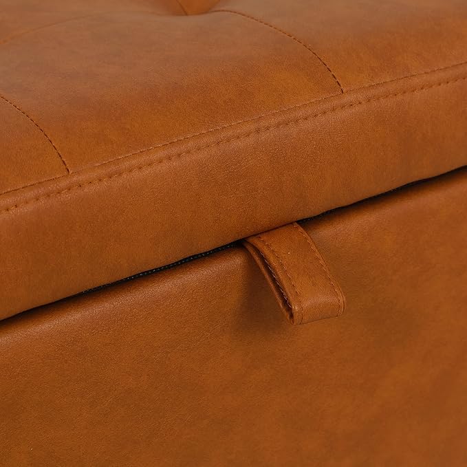 Adeco 17.5" Faux Leather Storage Ottoman - Image 4