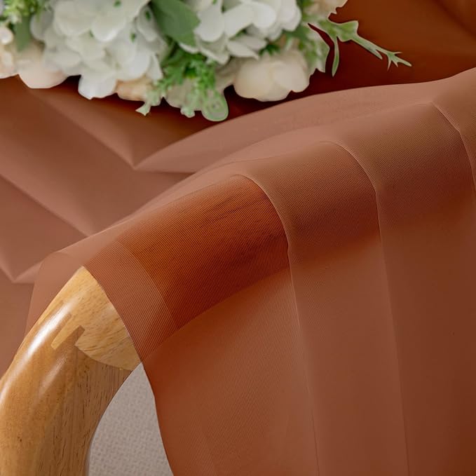Chyhomenyc Orange Sheer Curtains 63 Inch Length 2 Panels, Light Filtering Airy - Image 2