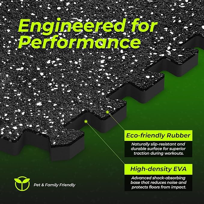 1/2in Thick 48 Sq Ft Rubber Top High Density EVA Foam Exercise Gym Mats - Image 2