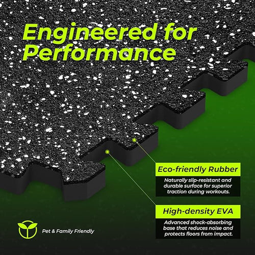 1/2in Thick 48 Sq Ft Rubber Top High Density EVA Foam Exercise Gym Mats - Image 2