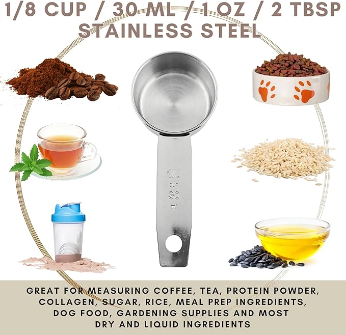 1/8 Cup Stainless Steel Measuring Cup | Sturdy Metal 30 ml | 30 cc | 1 oz | - Image 3
