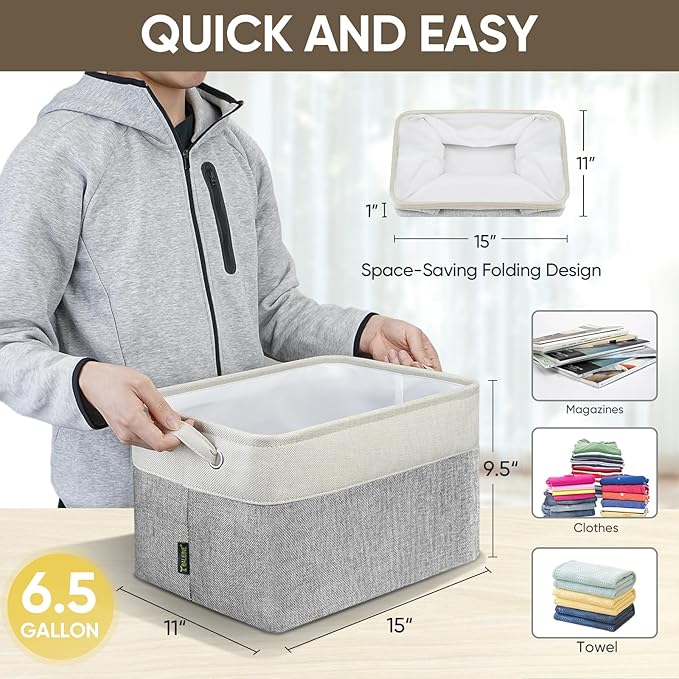 BALEINE 3 Pack Fabric Storage Bins - Image 4