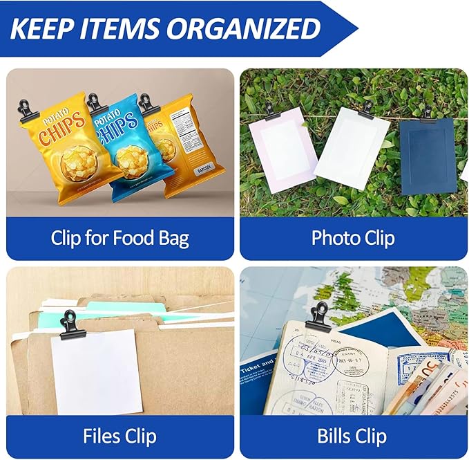30 Pack Bulldog Clips 1.25 Inches Small Hinge Paper Clips Metal Hinge Clips - Image 6