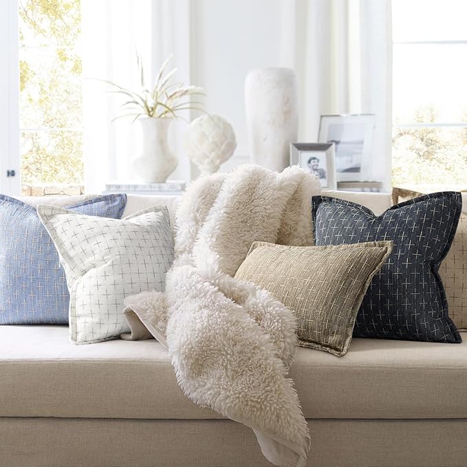 ZWJD Pillow Covers 18x18 Set of 2 Soft Polyester Textured Pillow Covers - Image 6