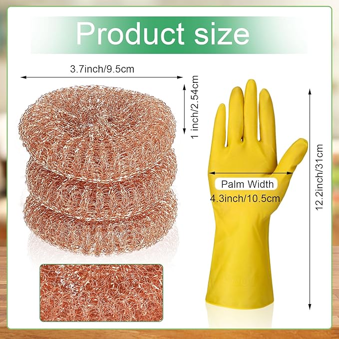 Hushee 50 Pack Copper Coated Scourers Rust Resistant Scrubbing Scouring Pad - Image 2