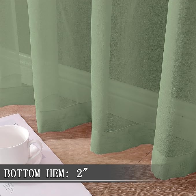 Tollpiz Sheer Curtain Linen Textured Living Room Curtains Sheer Light Filtering - Image 4