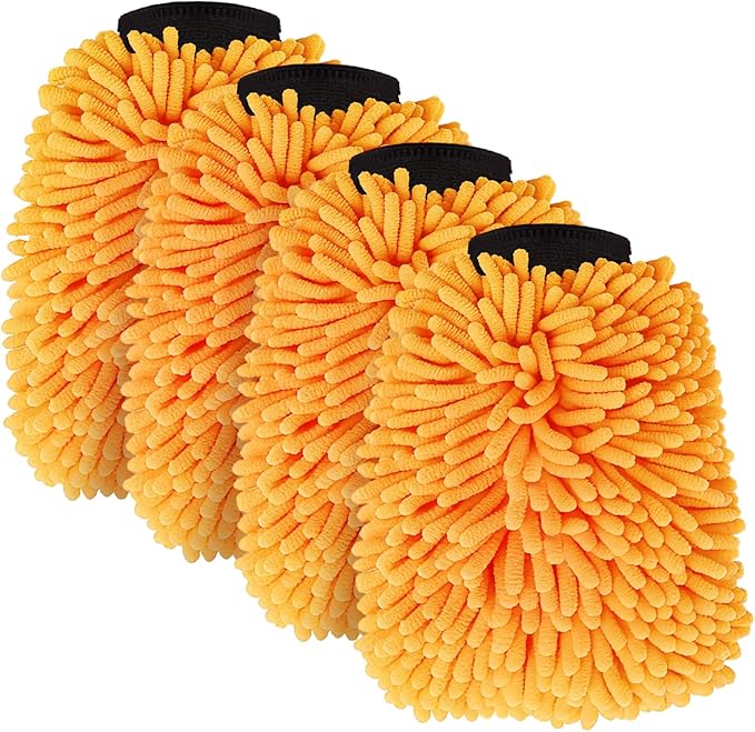 4 Pack Car Wash Mitt Microfiber, Premium Chenille Microfiber Wash Car Mitts by Unknown