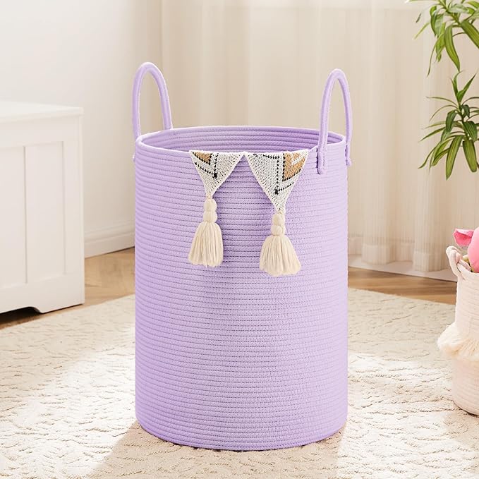 Laundry Basket, Woven Cotton Rope Laundry Hamper, 100L by Artfeel