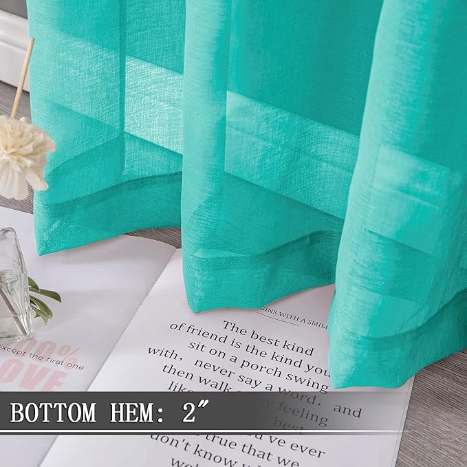 Tollpiz Short Sheer Tier Curtains Linen Textured Half Kitchen Curtain Sheers - Image 4