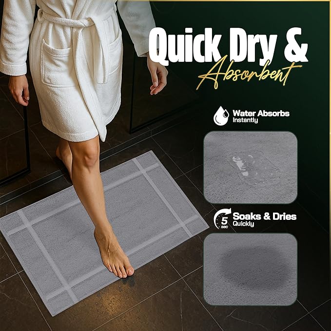 Pearl Linens Pack of 6 Washable Cotton Bath Mat 18x25 - Image 4