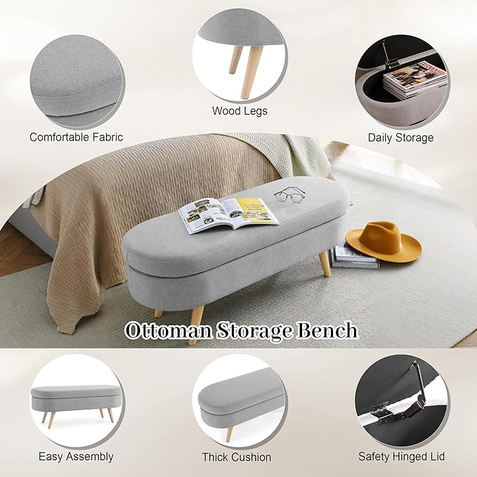 Storage Bench, Upholstered Entryway Benches - Image 5