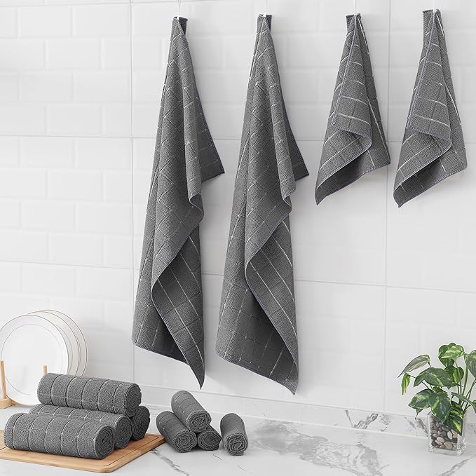 Homaxy Microfiber Kitchen Towels and Dishcloths Set, 16 Pack Soft and Absorbent - Image 8