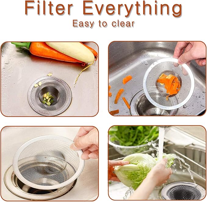 2pcs Heavy Duty Stainless Steel Slop Basket Filter Trap, 2.75" Top / 1" Mesh - Image 4