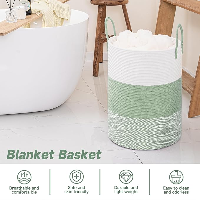 CLHMILY&Z 60L Laundry Basket Round Storage Rope Basket - Image 4