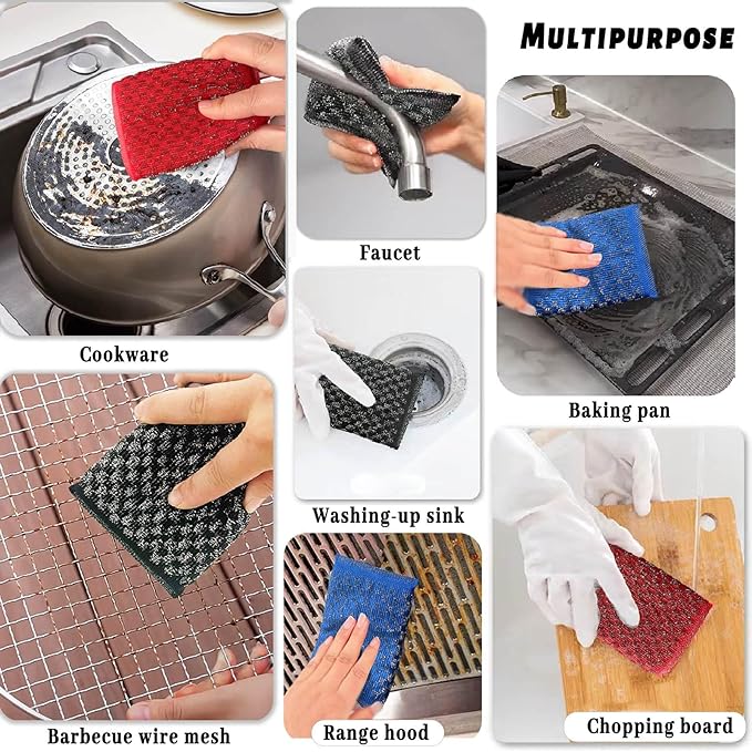 Steel Wool Scrubbers Dish Sponges Kitchen Scrubbing Pads Pot Scrubber - Image 4