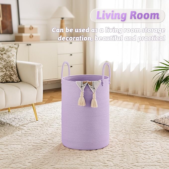 Laundry Basket, Woven Cotton Rope Laundry Hamper, 100L - Image 2