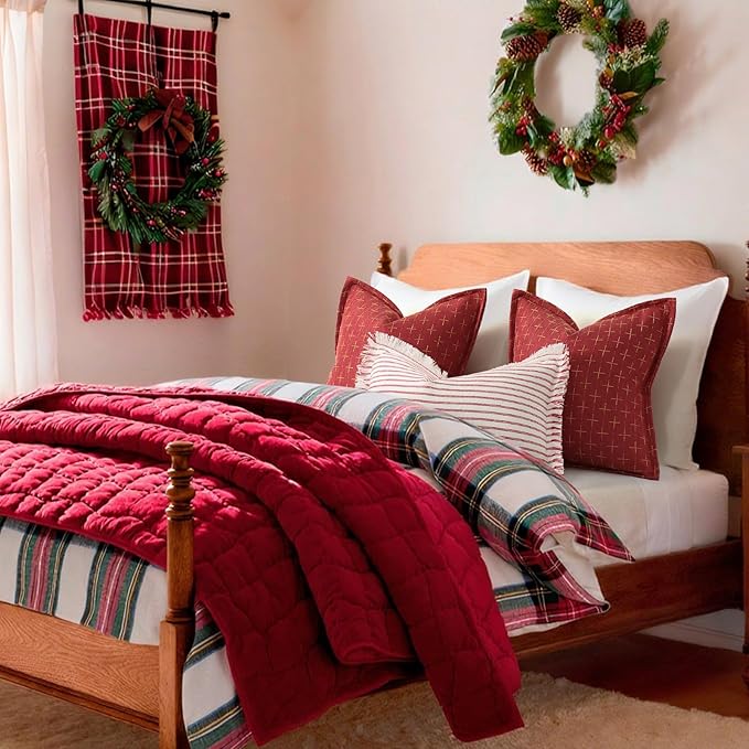 ZWJD Christmas Pillow Covers 22x22 Set of 2 Soft Polyester Textured Pillows - Image 6