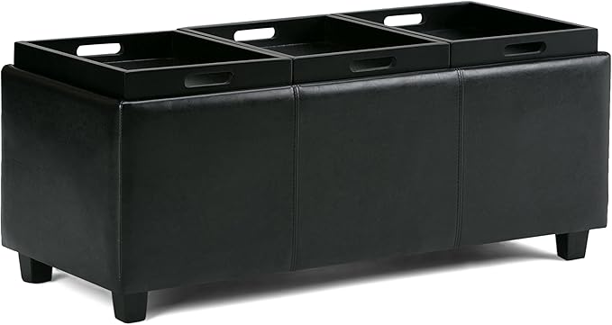 SIMPLIHOME Avalon 42 inch Wide Contemporary Rectangle Storage Ottoman in - Image 6