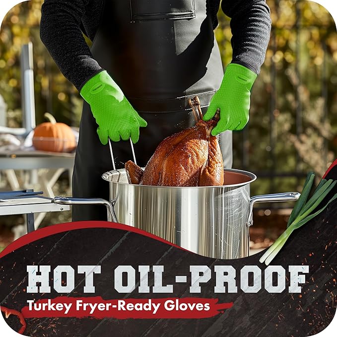 KITCHEN PERFECTION XL Silicone Smoker Oven Gloves-Extreme Heat Resistant BBQ - Image 5