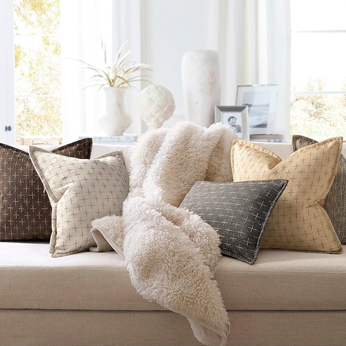 ZWJD Pillow Covers 18x18 Set of 2 Soft Polyester Textured Pillow Covers - Image 6