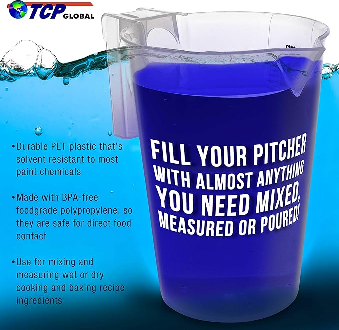 TCP Global 1 Liter Plastic Graduated Measuring and Mixing Pitcher - Image 5