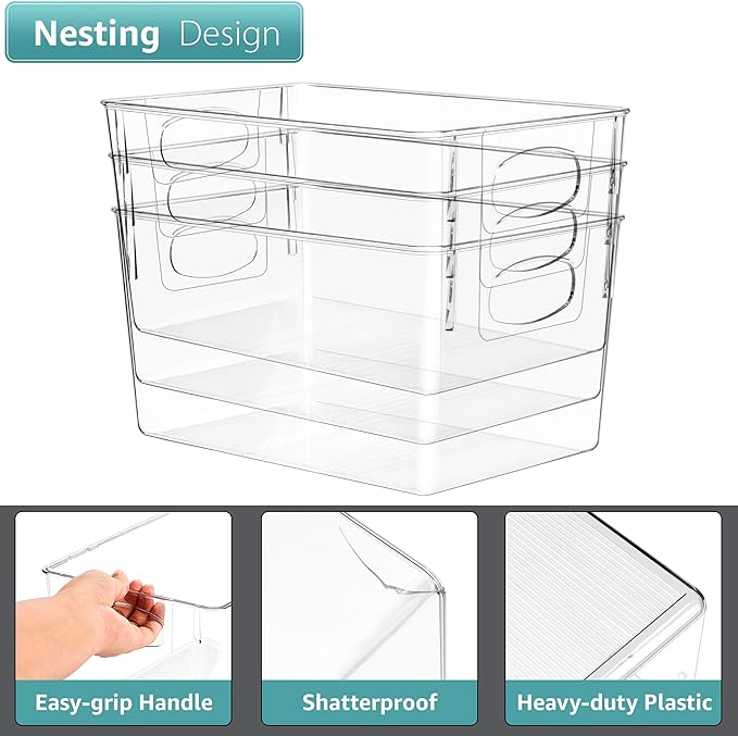 Sorbus 2 Pack Large Clear Plastic Storage Bins, Refrigerator, Under Sink - Image 4