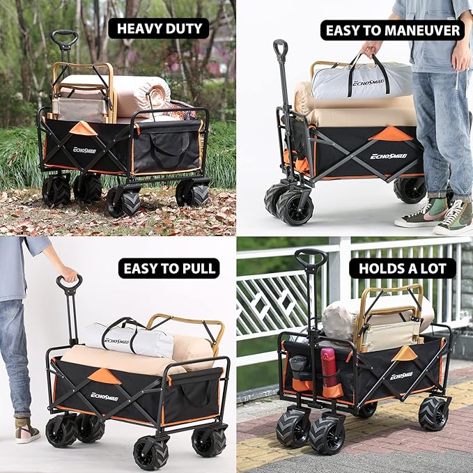 EchoSmile Heavy Duty 350 Lbs Capacity Collapsible Wagon, Outdoor Folding - Image 7
