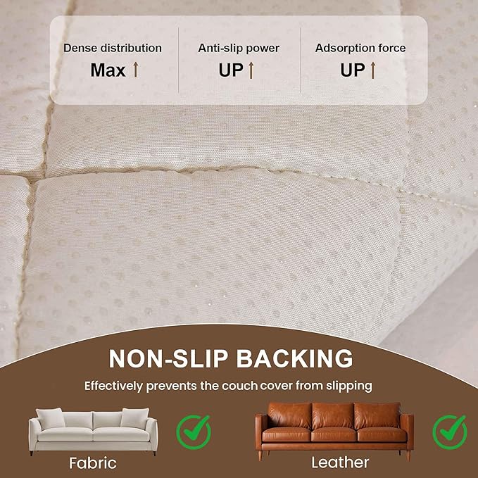 OTOB Couch Covers for 3 Cushion Sofa Pet Friendly, All Seasons Non Slip Plush - Image 4