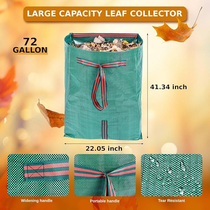 72 Gallon Leaf Collector, Large Dustpan-Type Lawn and Leaf Bags, Leaf Bags - Image 4