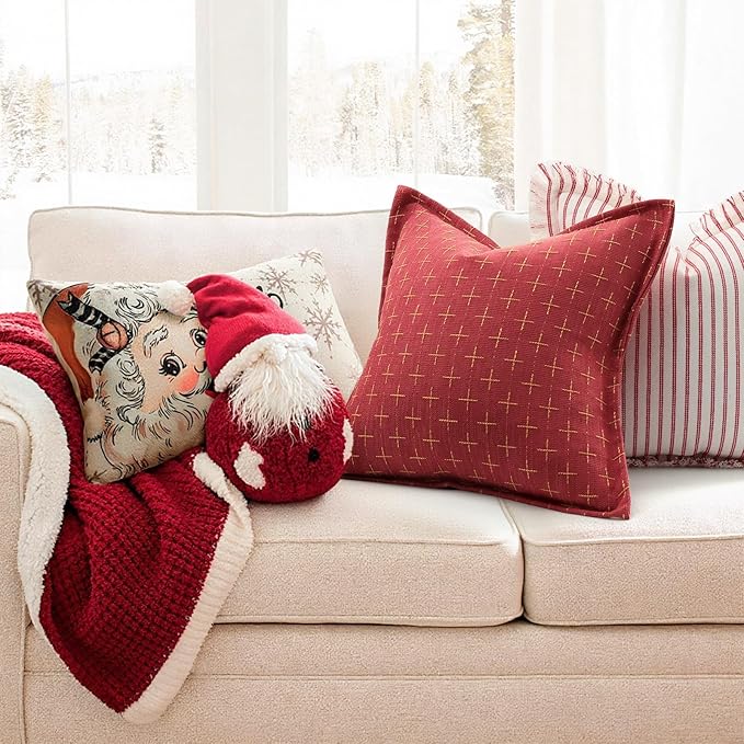 ZWJD Christmas Pillow Covers 12x20 Set of 2 Soft Polyester Textured Pillowcases - Image 2