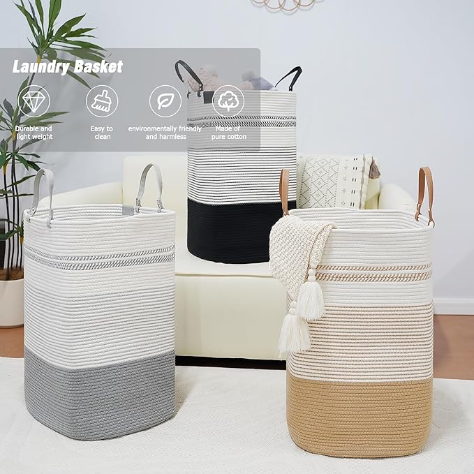 danpinera 100L Nursery Hamper, Tall Woven Laundry Basket - Image 9