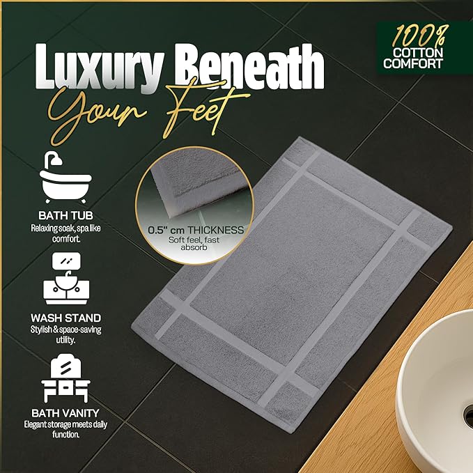 Pearl Linens Pack of 6 Washable Cotton Bath Mat 18x25 - Image 6