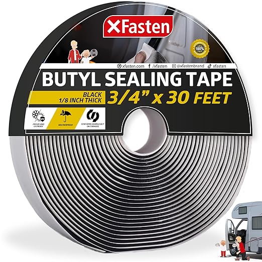 XFasten Butyl Sealing Tape, 1/8-In x 3/4-In x 30-Foot Plumbers Putty, RV Sealant by XFasten