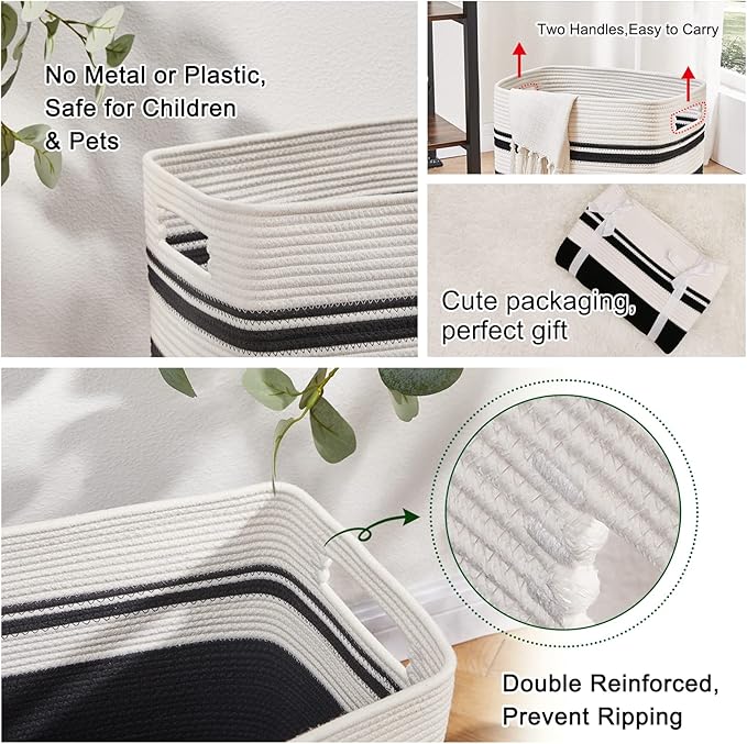 OIAHOMY Laundry Hamper-Laundry Basket, Tall Cotton Storage Basket - Image 4