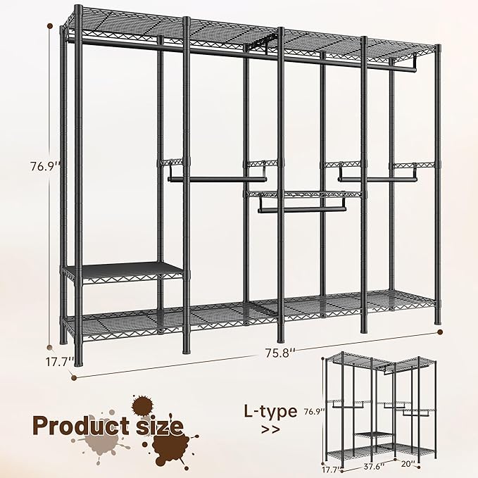 Raybee Clothes Rack Heavy Duty 1100 LBS Capacity Clothing Racks - Image 3