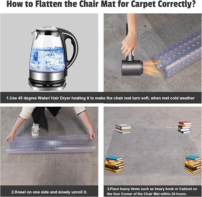 Large Chair Mat for Carpet, Easy Glide Plastic Carpet Floor Protector Mat for - Image 8